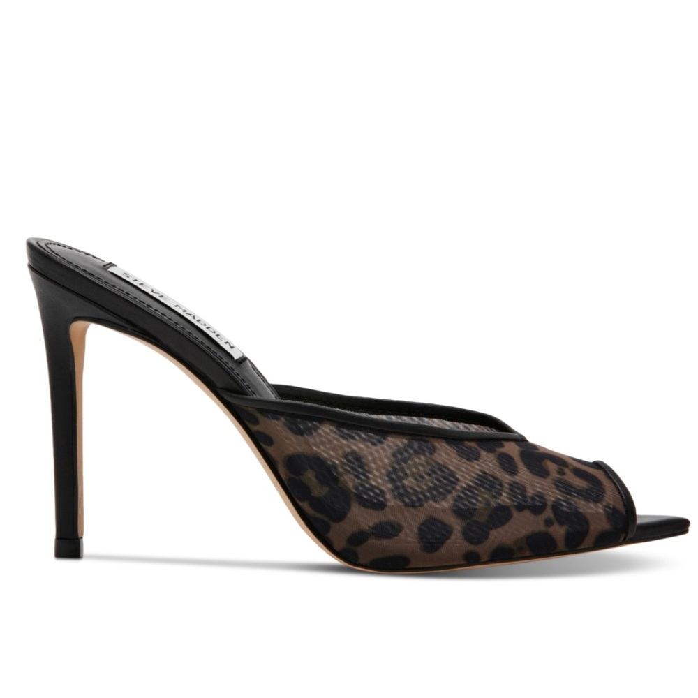 *SHOW STOPPER* Women's Latisha Pointed-Toe Stiletto Dress Mules - Leopard Mesh - Picture 3 of 4